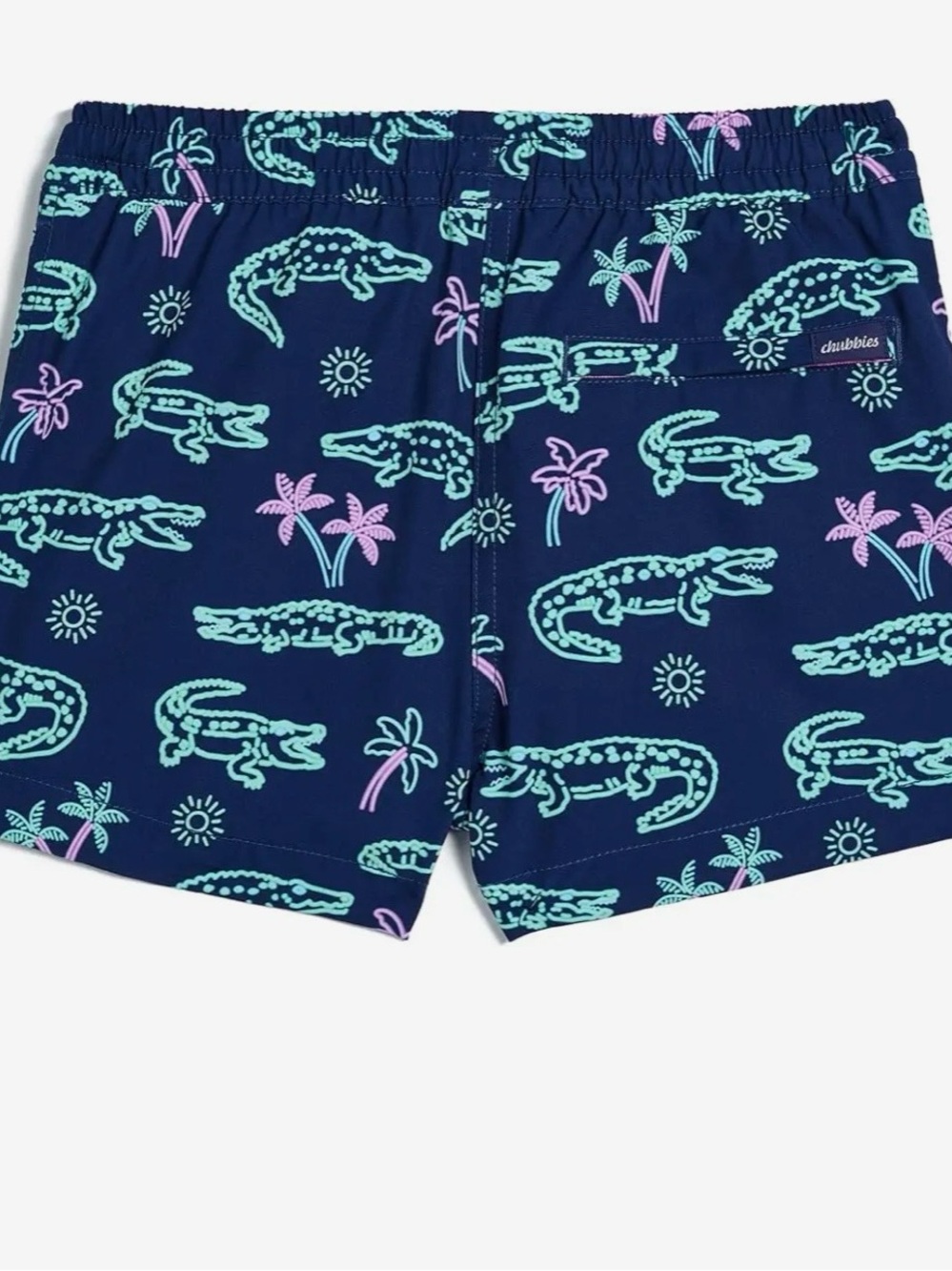 chubbies Navy Swim Shorts with Mint & Pink Tropical Alligator Print
